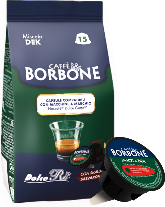 Caffè Borbone Dolce Re - Miscela Verde / Dek - 15 Capsule Compatibili Dolce Gusto Da 7g