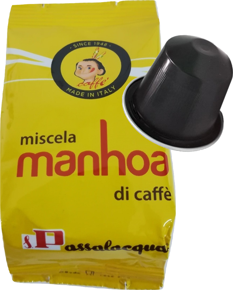 Passalacqua Caffè  Manhoa - Gusto Vellutato - Box 100 Capsule Compatibili Nespresso Da 5.5g