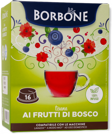 Caffè Borbone Tisana Ai Frutti Di Bosco  - 16 Capsule Compatibili A Modo Mio Da 3g