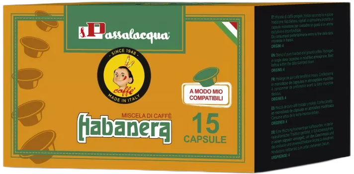 Passalacqua Caffè  Habanera - Gusto Tondo - Box 15 Capsule Compatibili A Modo Mio Da 5.5g