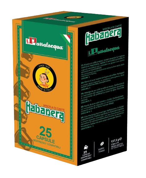 Passalacqua Caffè  Habanera - Gusto Tondo - Box 25 Capsule Compatibili Nespresso Da 5.5g