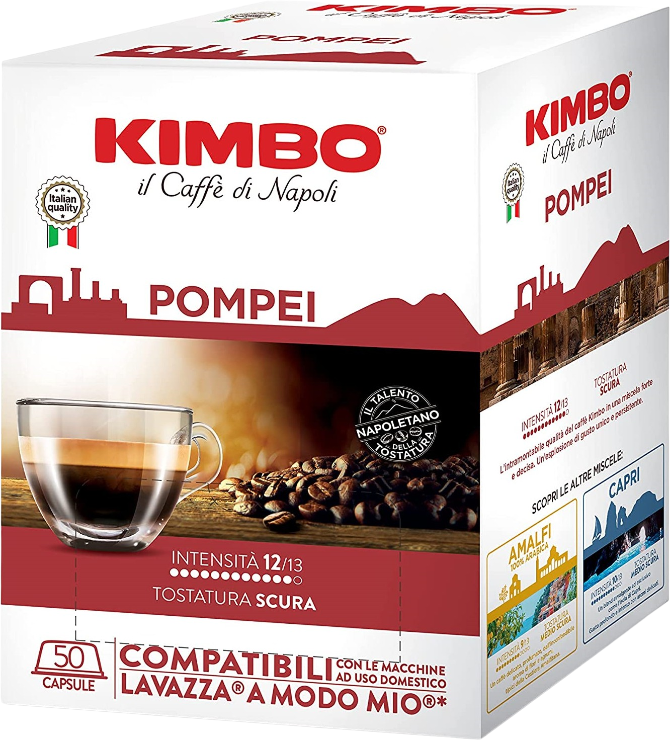 Kimbo Caffè  Pompei - Box 50 Capsule Compatibili A Modo Mio Da 7.4g