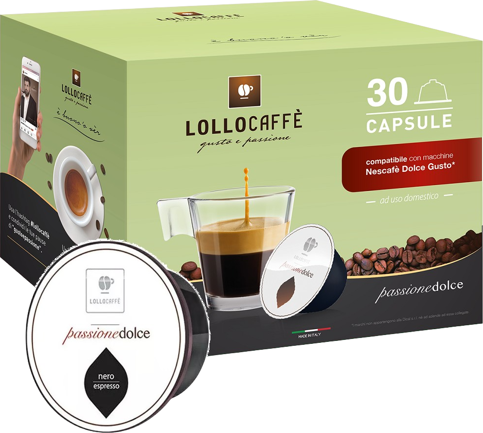 Lollo Caffè - Passionedolce Nero - Box 30 Capsule Compatibili Dolce Gusto Da 7.5g