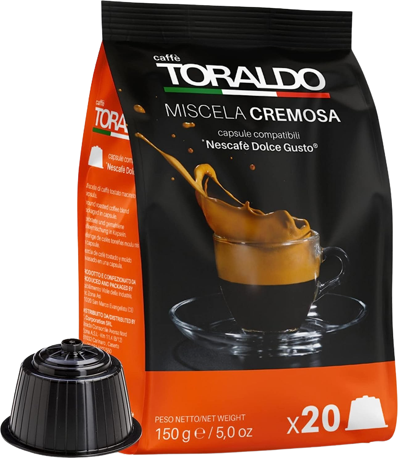 Caffè Toraldo - Cremosa - 20 Capsule Compatibili Dolce Gusto Da 7.5g