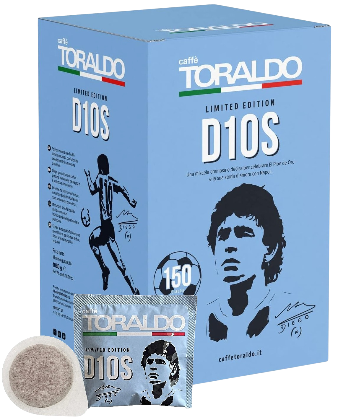 Caffè Toraldo - D10s - Box 150 Cialde Ese44 Da 7.2g - Limited Edition