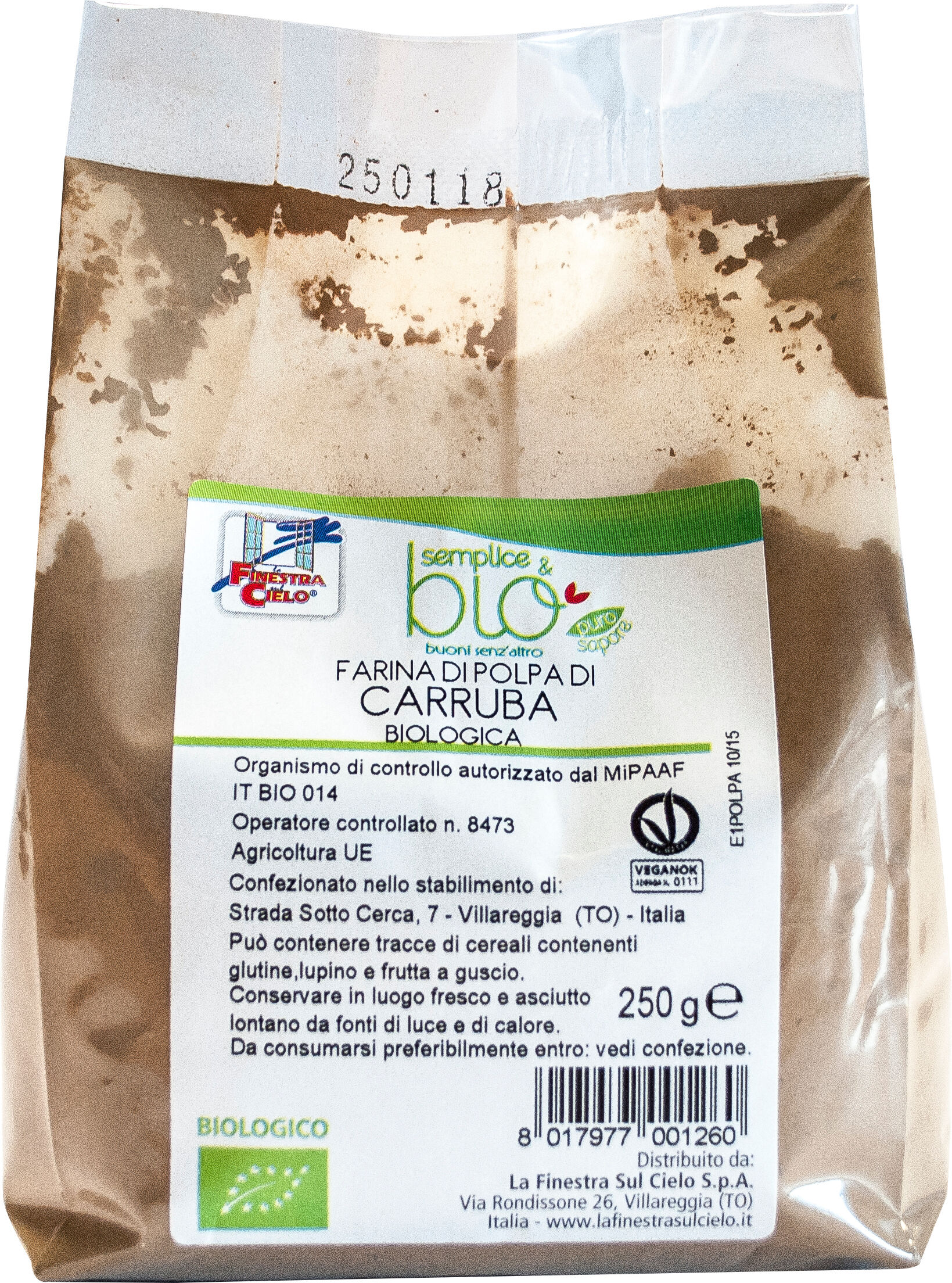 LA FINESTRA SUL CIELO Fsc polpa carruba 250g