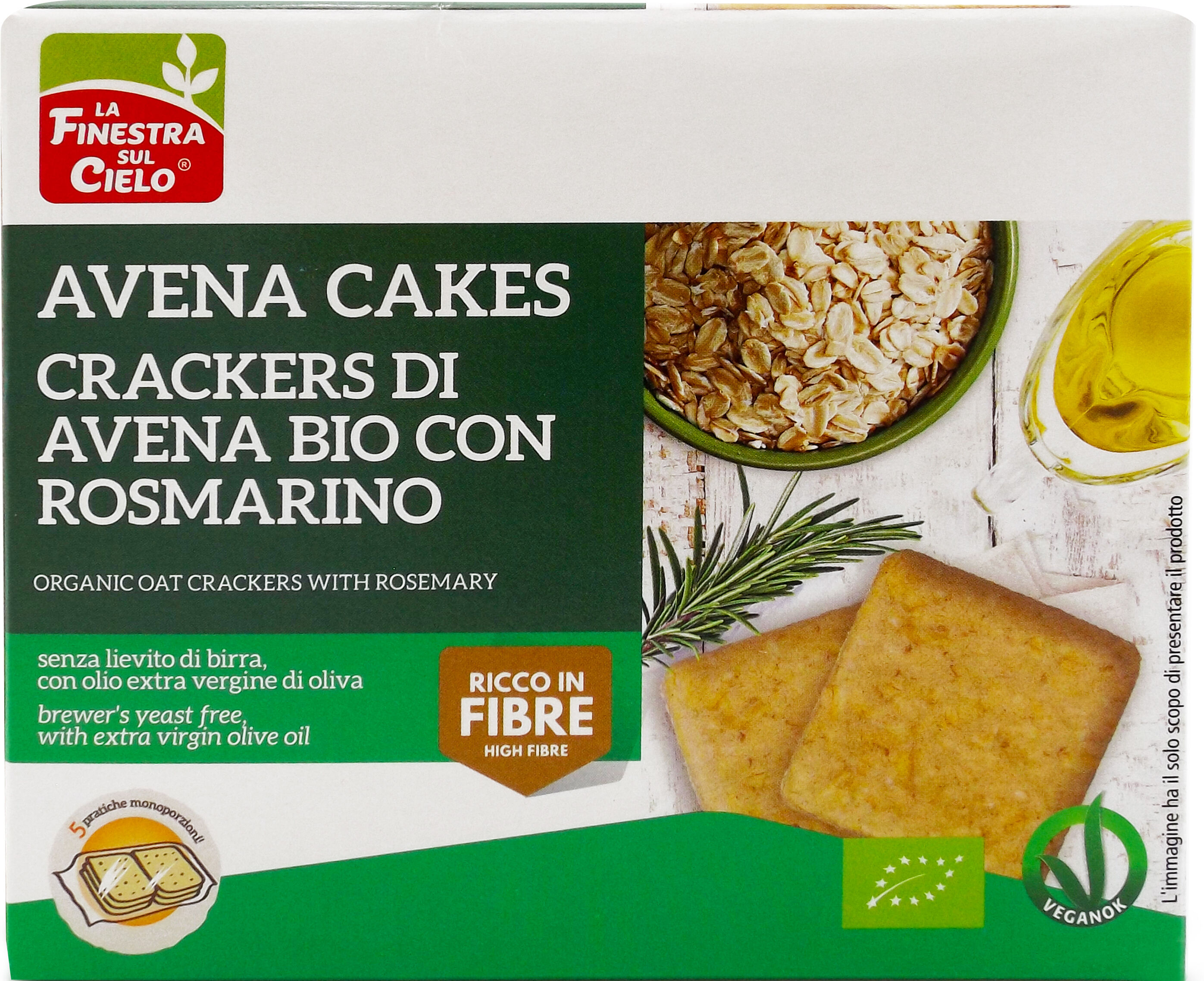 LA FINESTRA SUL CIELO Fsc avenacakes crackers di avena con rosmarino bio vegan senza lievito di birra con olio extravergine di oliva 250 g