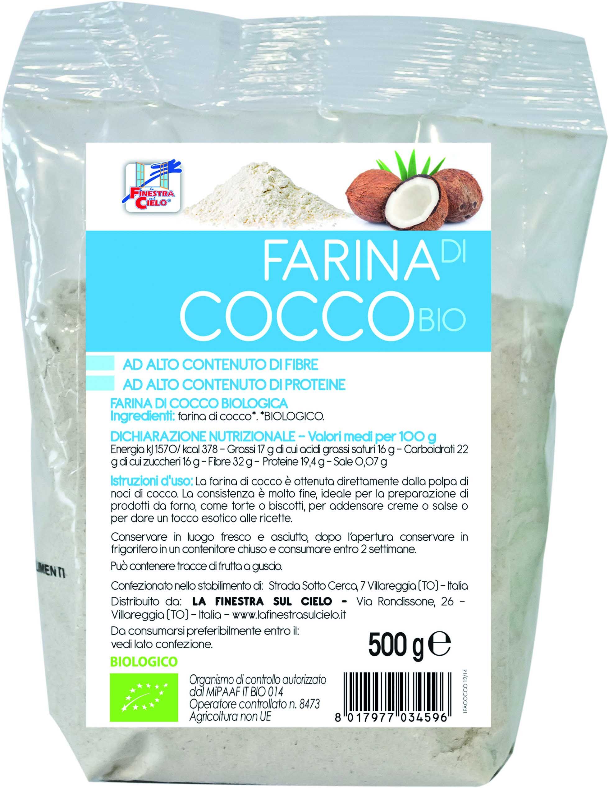 LA FINESTRA SUL CIELO Fsc farina di cocco bio ad alto contenuto di fibra 500 g