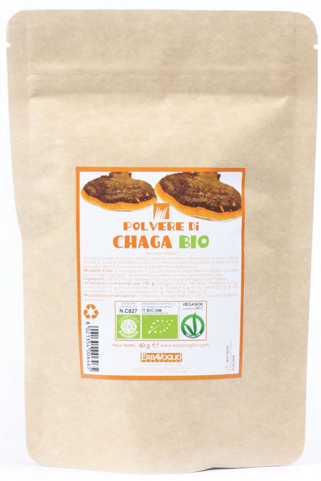 erbavoglio Chaga polvere bio 60 g