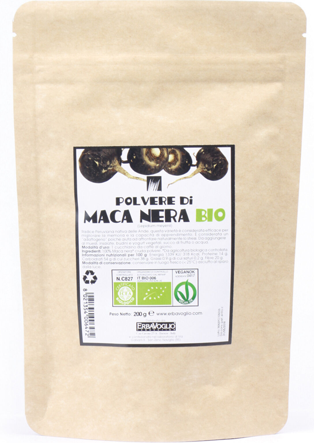 erbavoglio Maca nera polvere bio 200 g