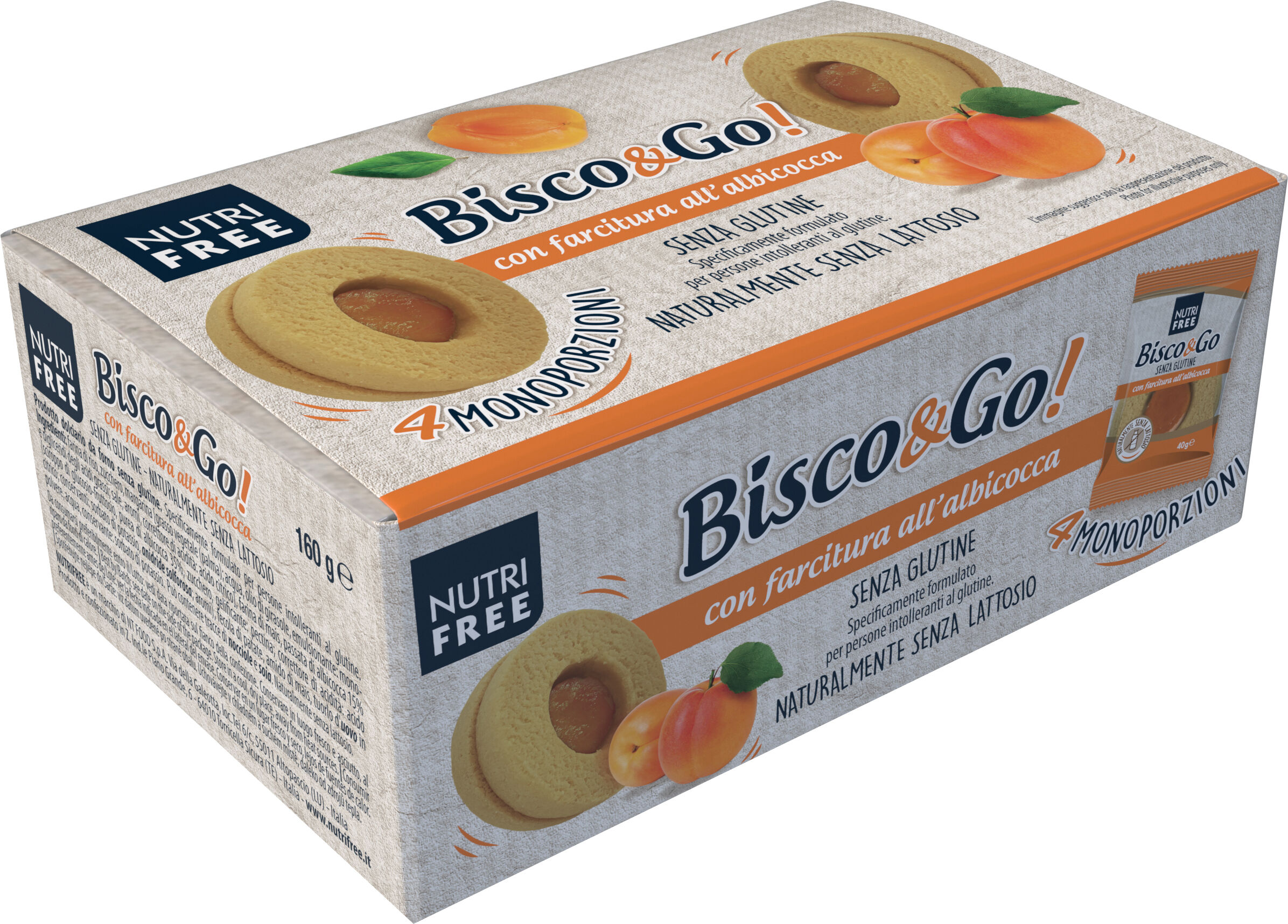 NUTRIFREE bisco&go con farcitura all'albicocca 4x40 g