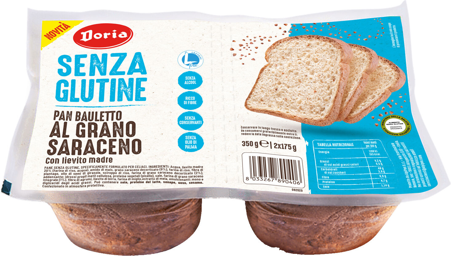 doria pan bauletto grano saraceno 2x175 g