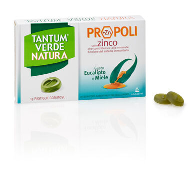 Angelini Tantum Verde Natura pastiglie gommose propoli gusto eucalipto e miele (15 pz)