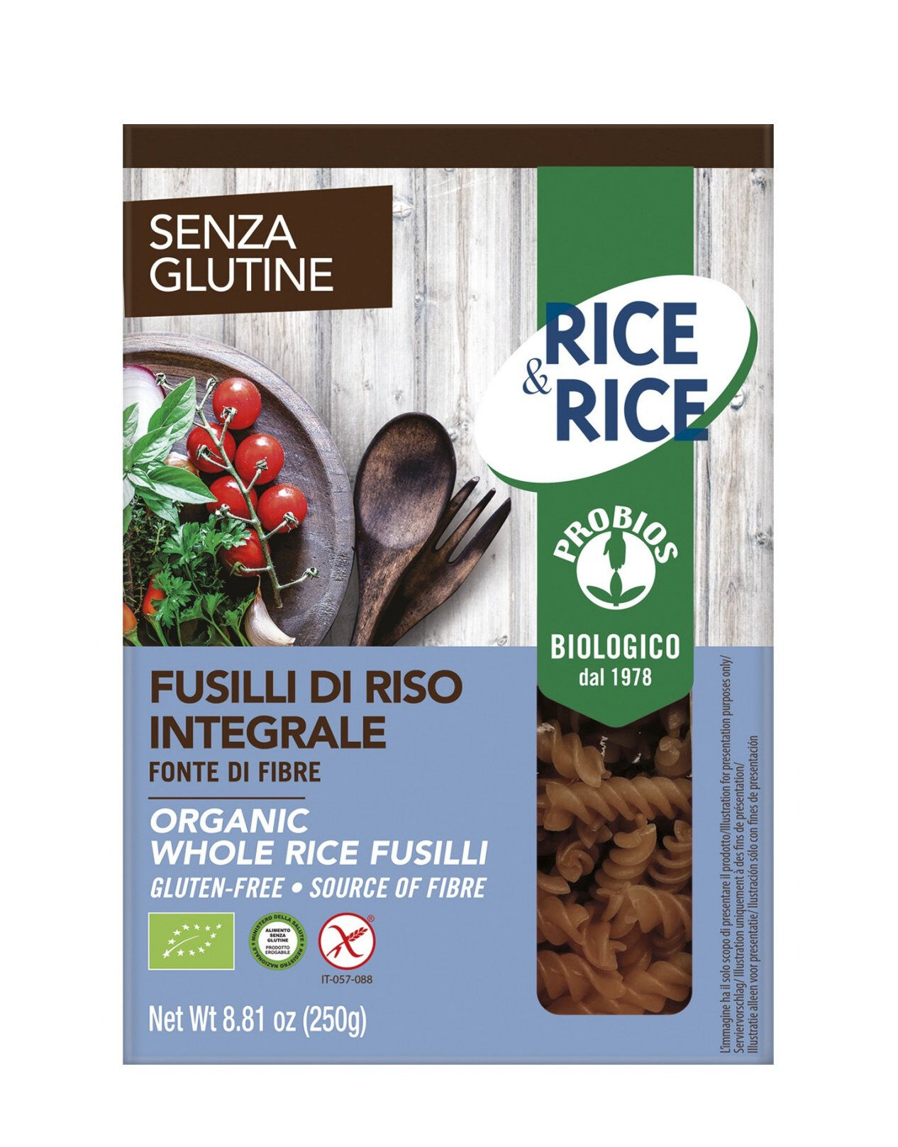 PROBIOS Rice & Rice - Fusilli Di Riso Integrale Senza Glutine 250 Grammi