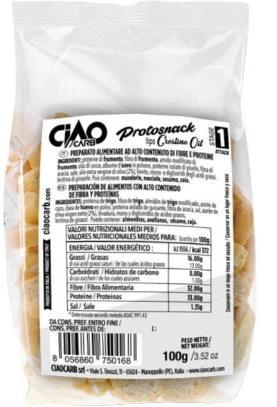 CIAOCARB Protosnack - Tipo Crostino 100 Grammi Olio