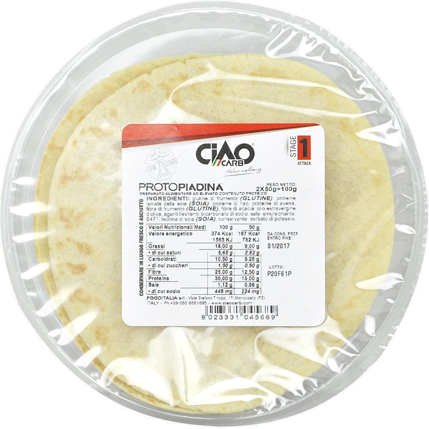 CIAOCARB Protopiadina - Stage 1 2 Piadine Da 50 Grammi