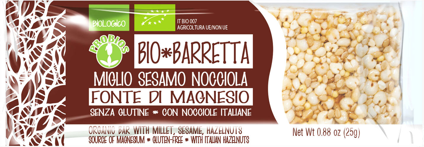 PROBIOS Bio Barretta - Miglio Sesamo Nocciola 1 Barretta Da 25 Grammi