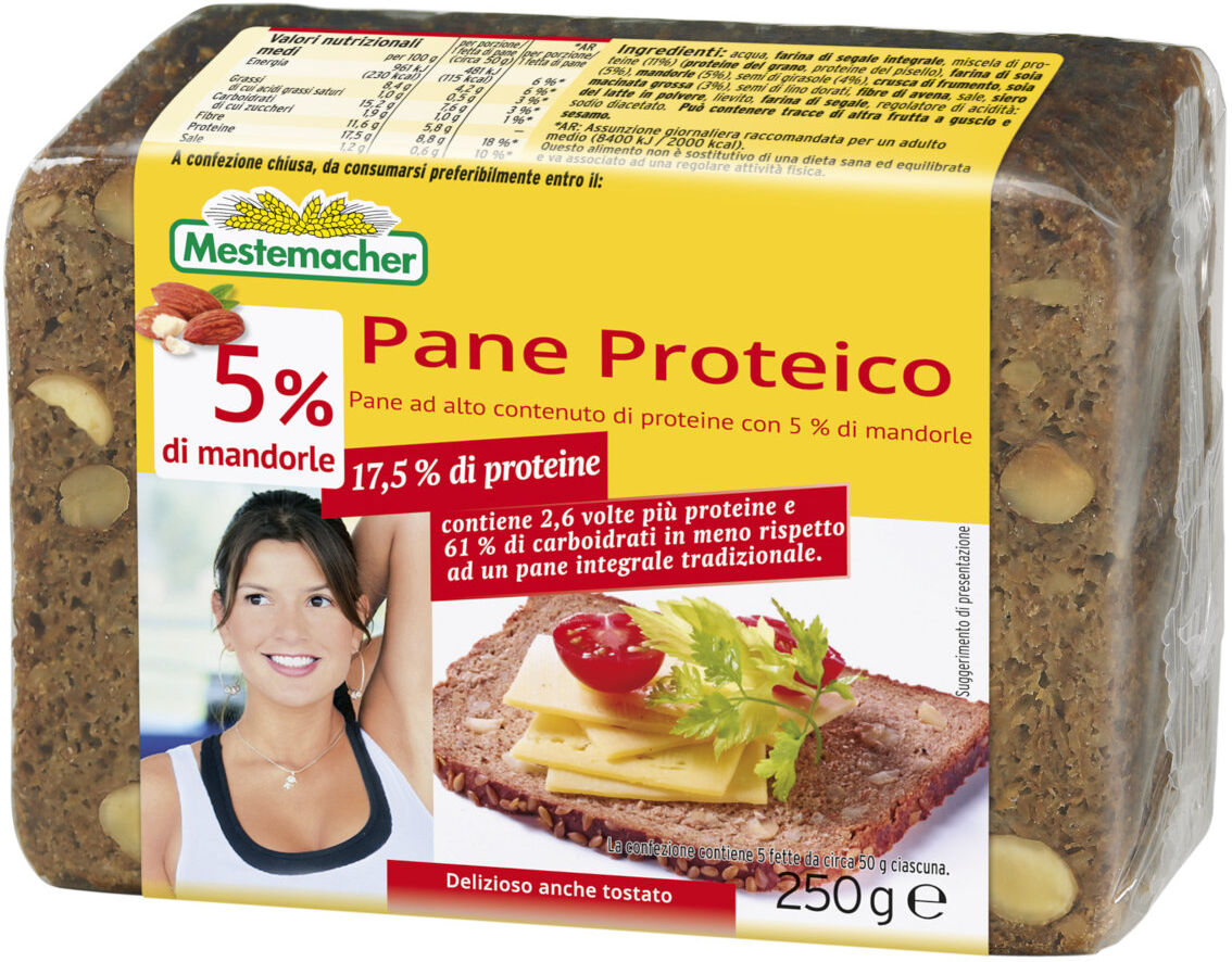 MESTEMACHER Pane Proteico Con 5% Mandorle 250 Grammi