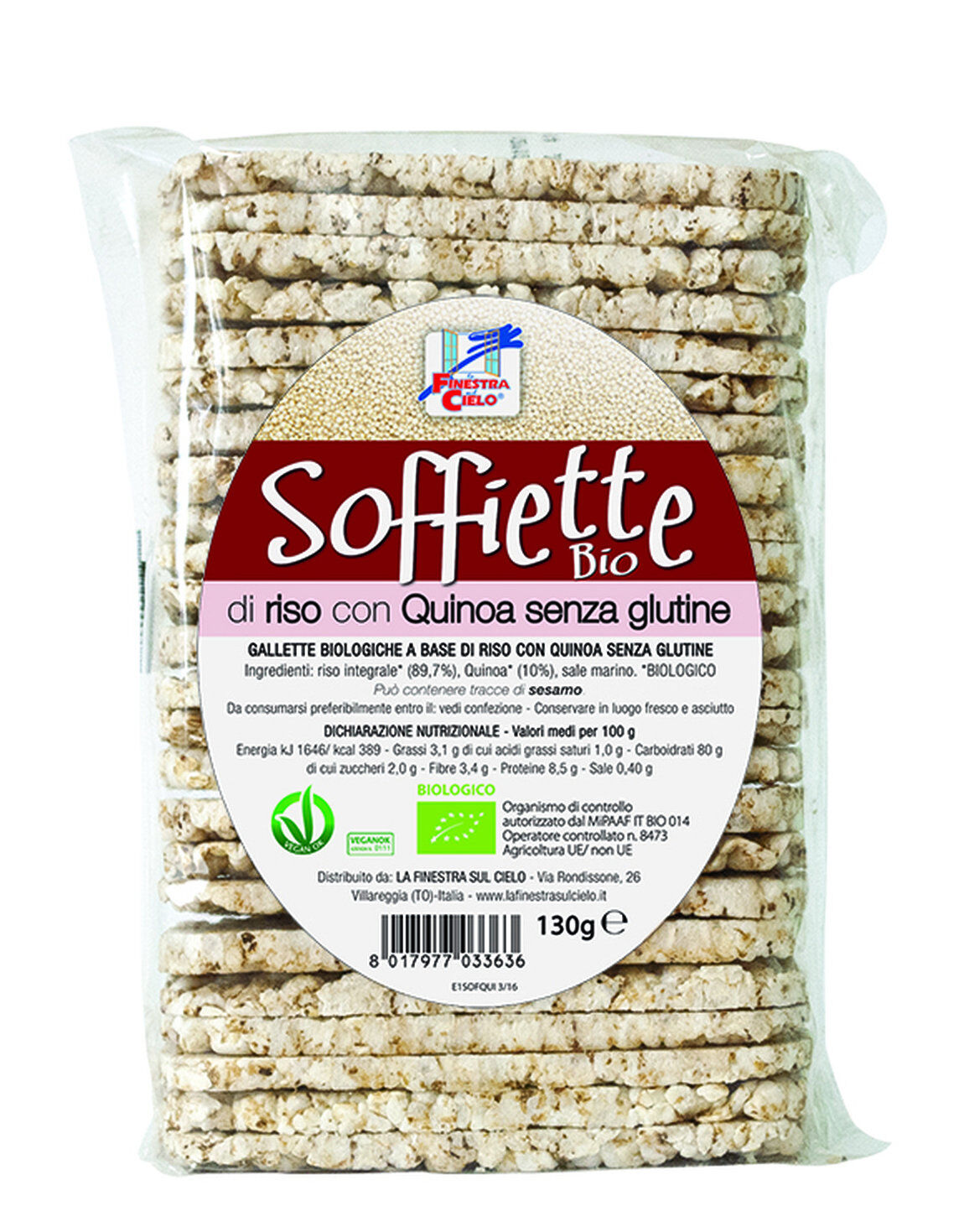 LA FINESTRA SUL CIELO Soffiette Di Riso Con Quinoa Bio 130 Grammi
