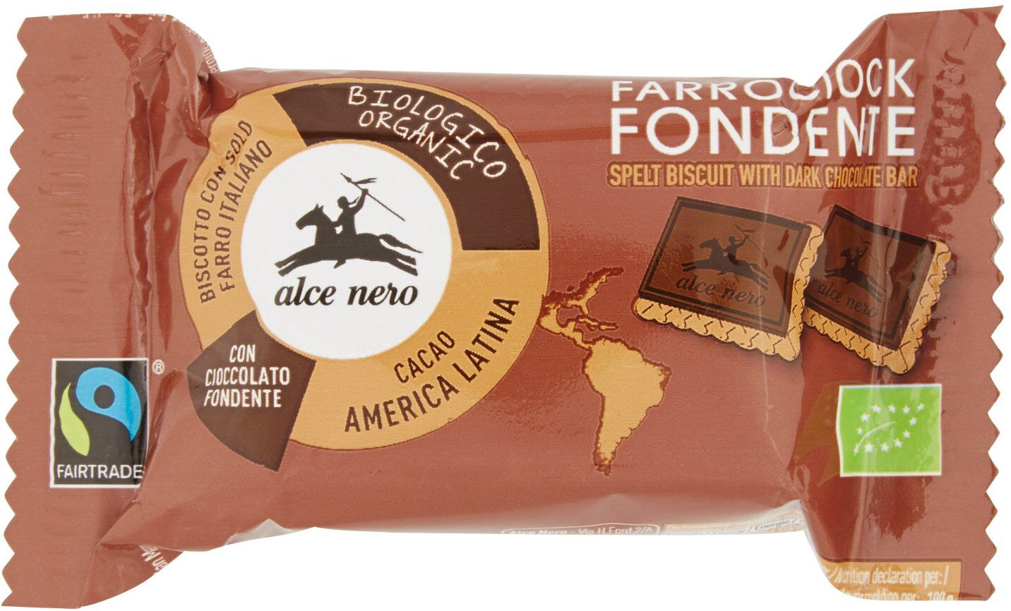 ALCE NERO Farrociock Fondente 2 Biscotti Da 14 Grammi