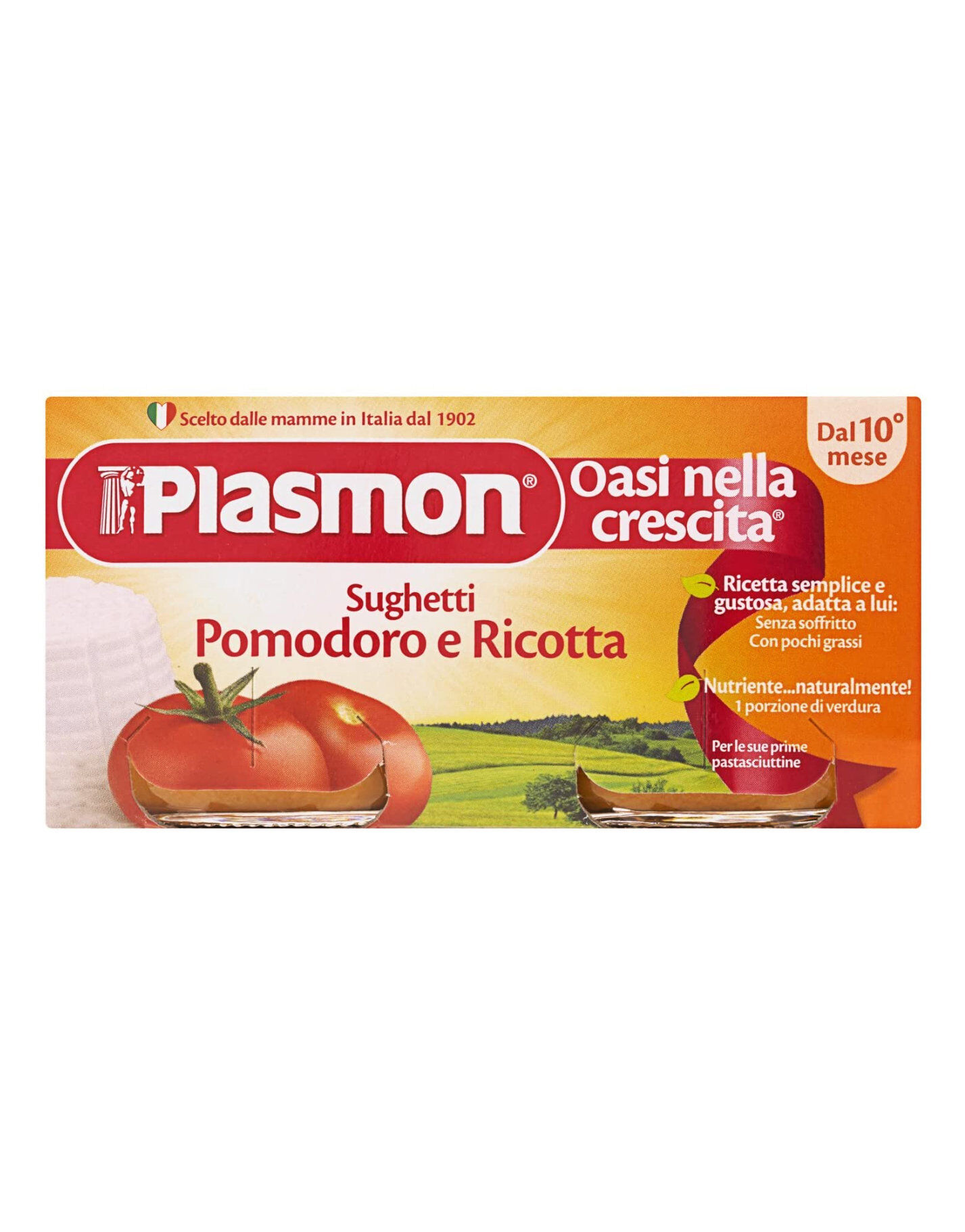 PLASMON Sughetti Pomodoro E Ricotta 100% Naturale Dal 10° Mese 160 Grammi