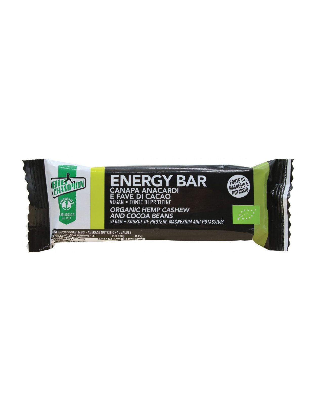PROBIOS Energy Bar Canapa Anacardi E Fave Di Cacao 45 Grammi