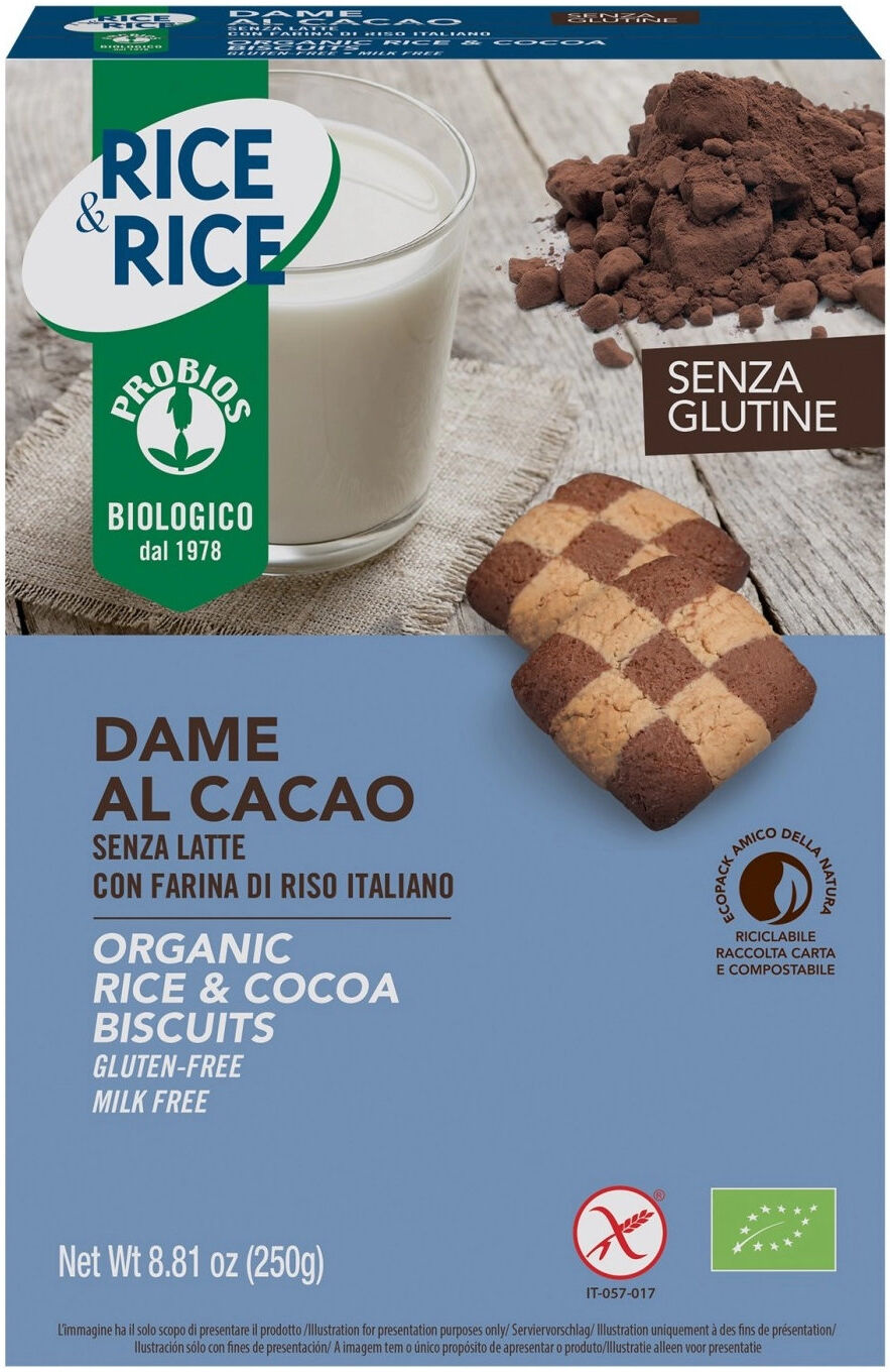 PROBIOS Rice & Rice - Dame Di Riso Con Cacao Senza Glutine 250 Grammi