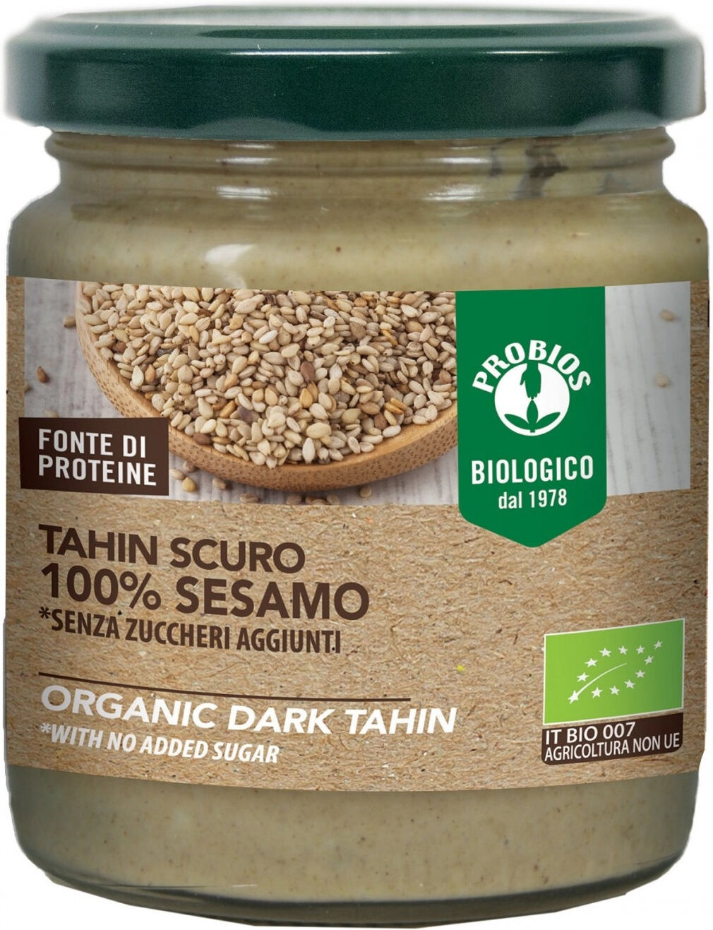 PROBIOS Crema Scura 100% Sesamo - Tahin Scuro Senza Glutine 200 Grammi