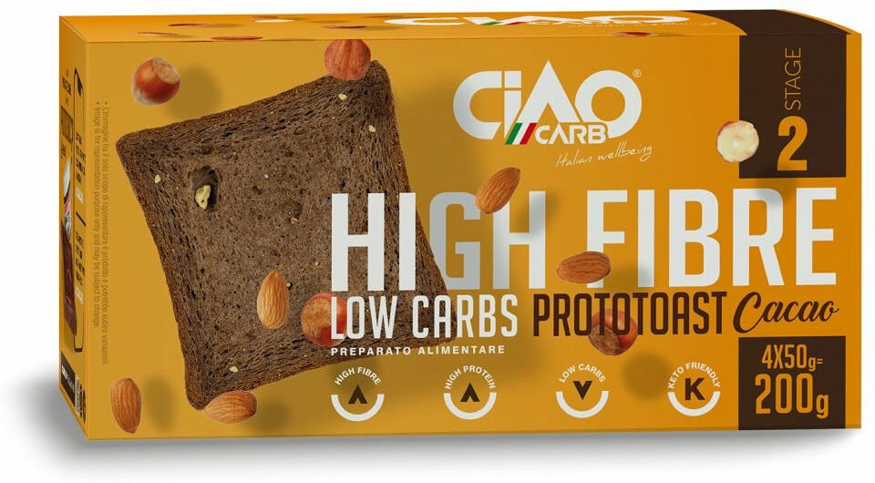 CIAOCARB Prototoast - Stage 2 4 Confezioni Da 50 Grammi Cacao