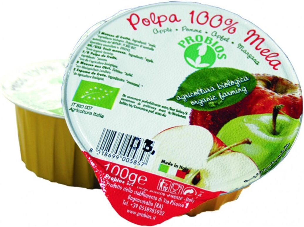 PROBIOS 100% Polpa Di Frutta - Mela 1 Vaschetta Da 100 Grammi