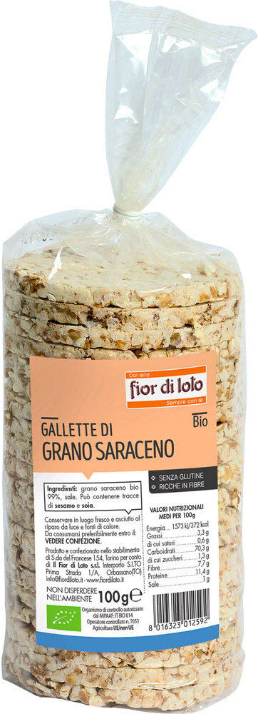 FIOR DI LOTO Gallette Di Grano Saraceno Biologiche 100 Grammi