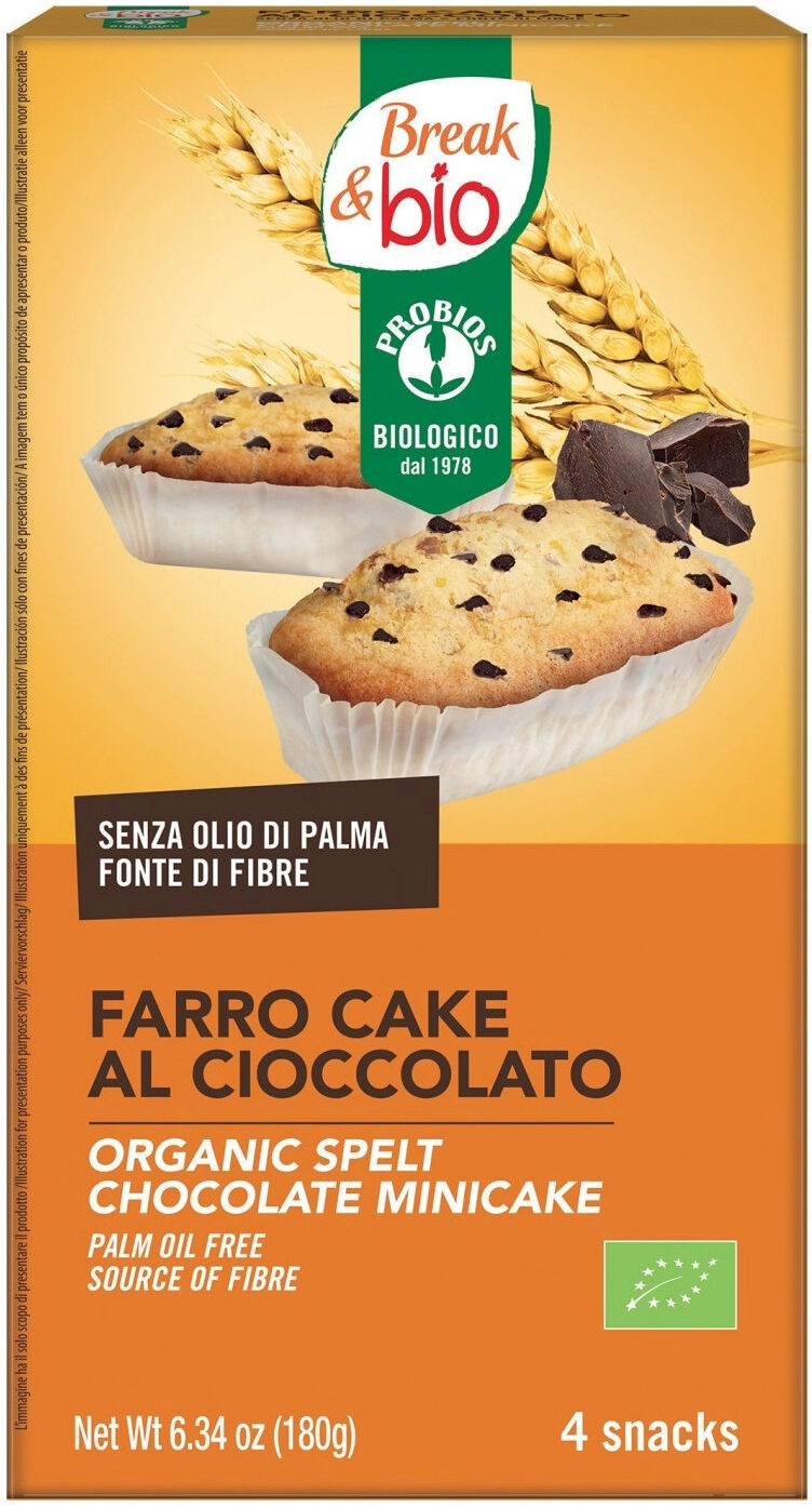 PROBIOS Break & Bio - Farro Cake Al Cioccolato 4 Snack Da 45 Grammi