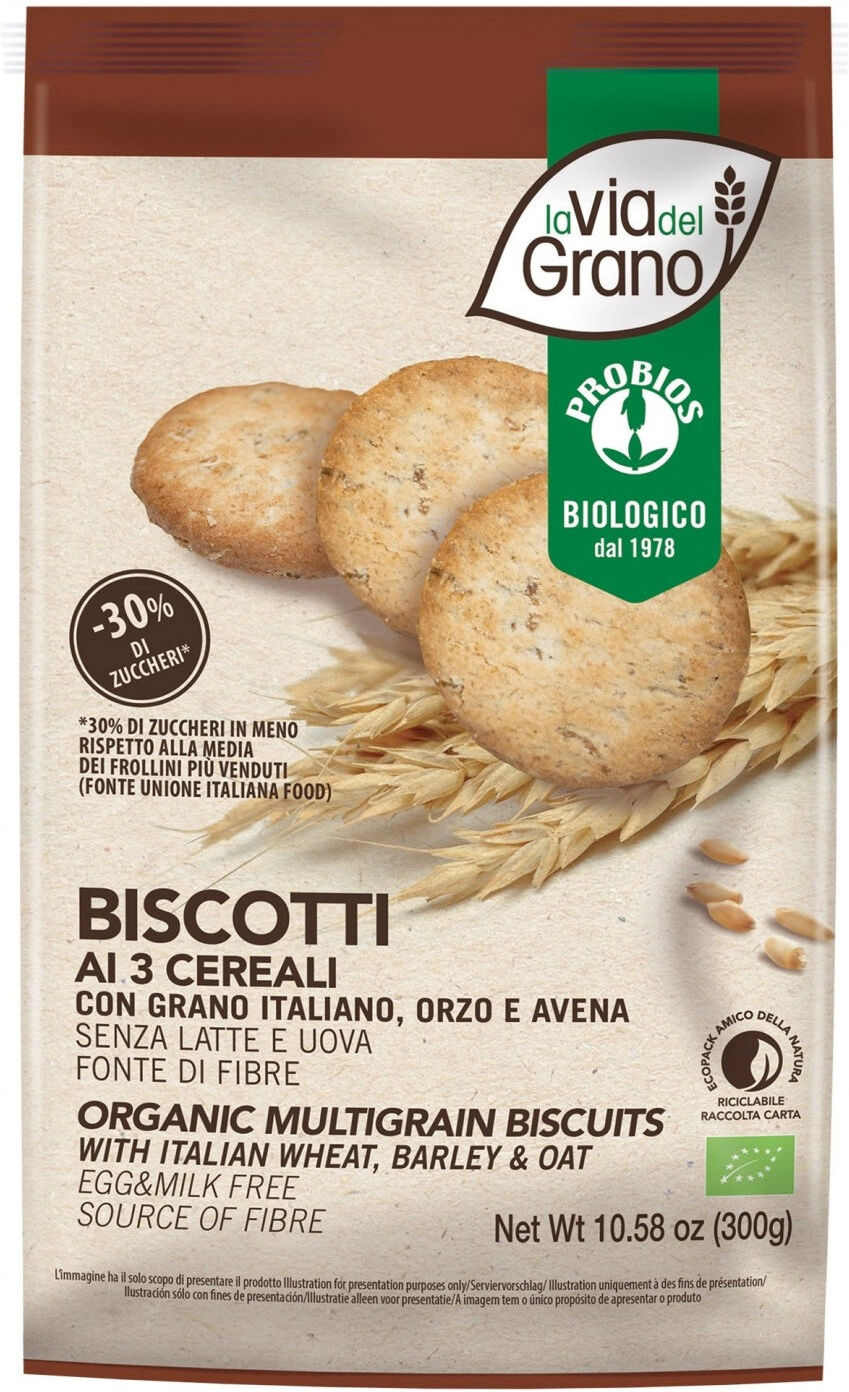 PROBIOS La Via Del Grano - Biscotti Ai 3 Cereali 300 Grammi