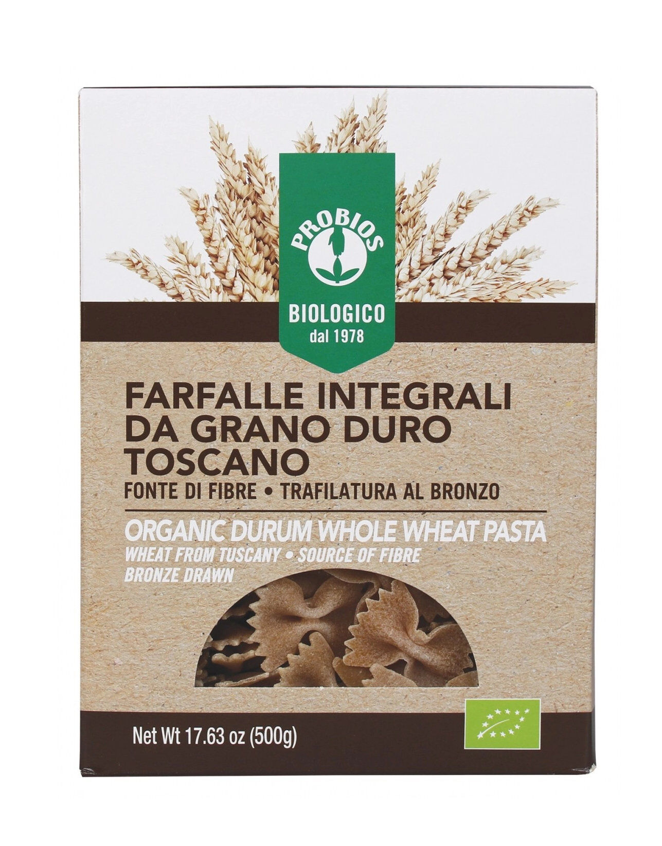 PROBIOS Farfalle Integrali Di Semola Di Grano Duro Italiano 500 Grammi