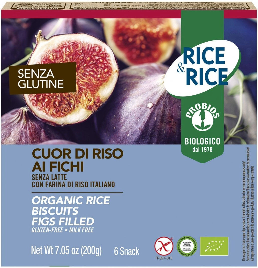 PROBIOS Rice & Rice - Cuor Di Riso Ai Fichi Senza Glutine 6 Snack Da 33,4 Grammi