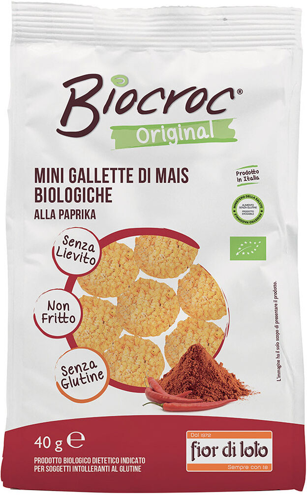 FIOR DI LOTO Biocroc - Mini Gallette Di Mais Biologiche Alla Paprika 40 Grammi