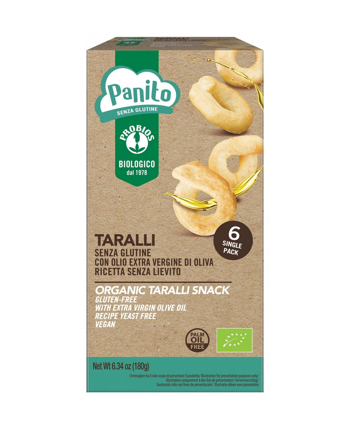 PROBIOS Panito - Taralli Senza Glutine 6 Pacchetti Da 30 Grammi