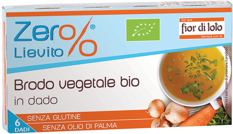 FIOR DI LOTO Zero% Lievito - Preparato Per Brodo Vegetale In Dado Biologico 6 Dadi Da 11 Grammi