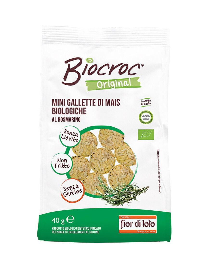 FIOR DI LOTO Biocroc - Mini Gallette Di Mais Biologiche Al Rosmarino 40 Grammi