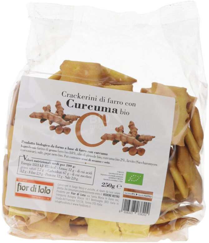 FIOR DI LOTO Crackerini Di Farro Con Curcuma Bio 250 Grammi