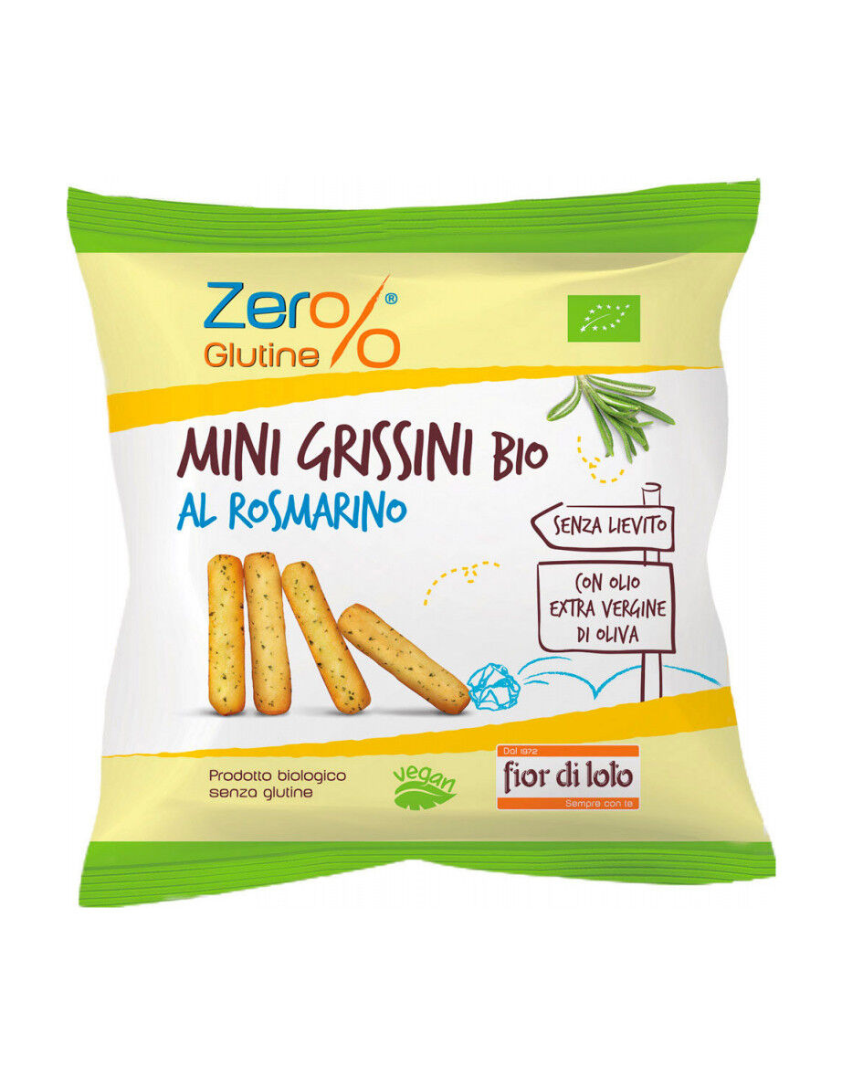 FIOR DI LOTO Zero% Glutine - Mini Grissini Bio Al Rosmarino 30 Grammi