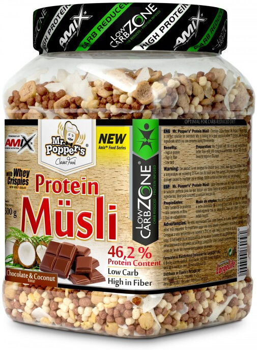 AMIX Mr. Popper'S - Protein Müsli 500 Grammi Mirtillo & Vaniglia