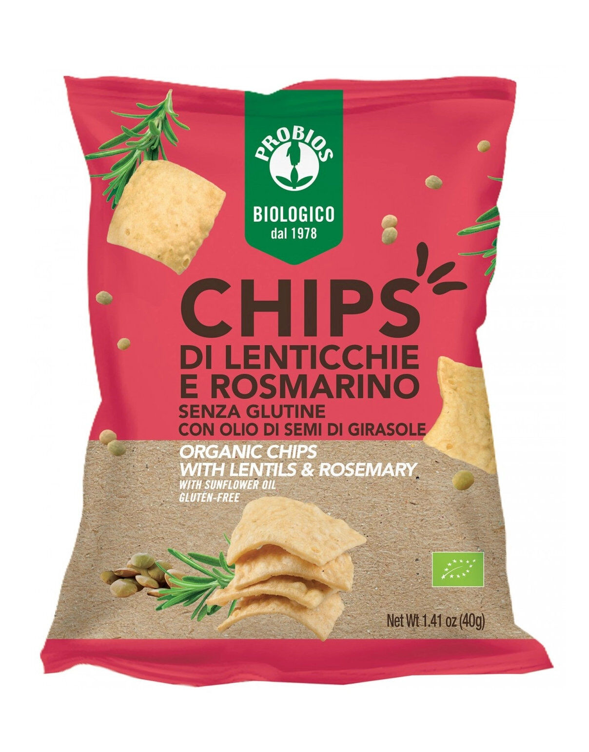 PROBIOS Chips Con Lenticchie E Rosmarino 40 Grammi