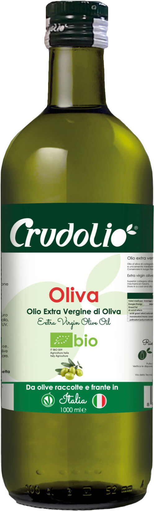 CRUDOLIO Olio Extra Vergine Di Oliva Biologico 1000ml