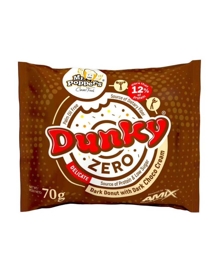 AMIX Mr. Popper'S - Dunky Zero 1 Snack Da 70 Grammi Fondente Con Crema Di Cioccolato Fondente