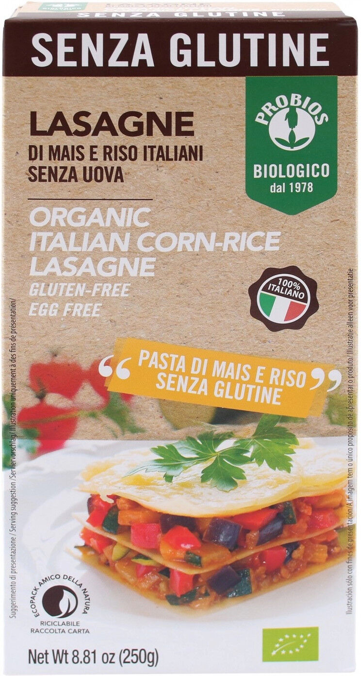 PROBIOS Viva Mais - Lasagne 100% Mais E Riso Italiani 250 Grammi