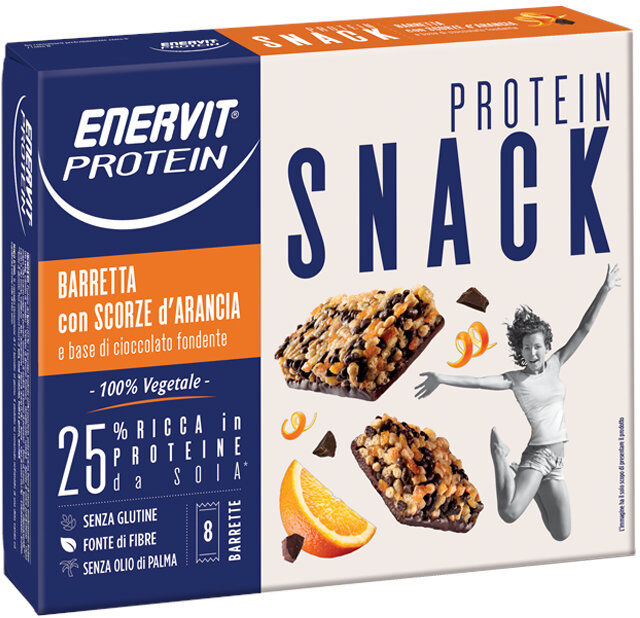 ENERVIT Protein Snack 8 Barrette Da 25/30 Grammi Cioccolato Al Latte Ricoperta Cioccolato Al Latte