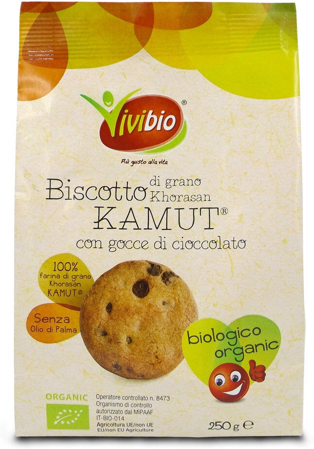 VIVIBIO Biscotto Di Grano Khorasan Kamut® Con Gocce Di Cioccolato 250 Grammi