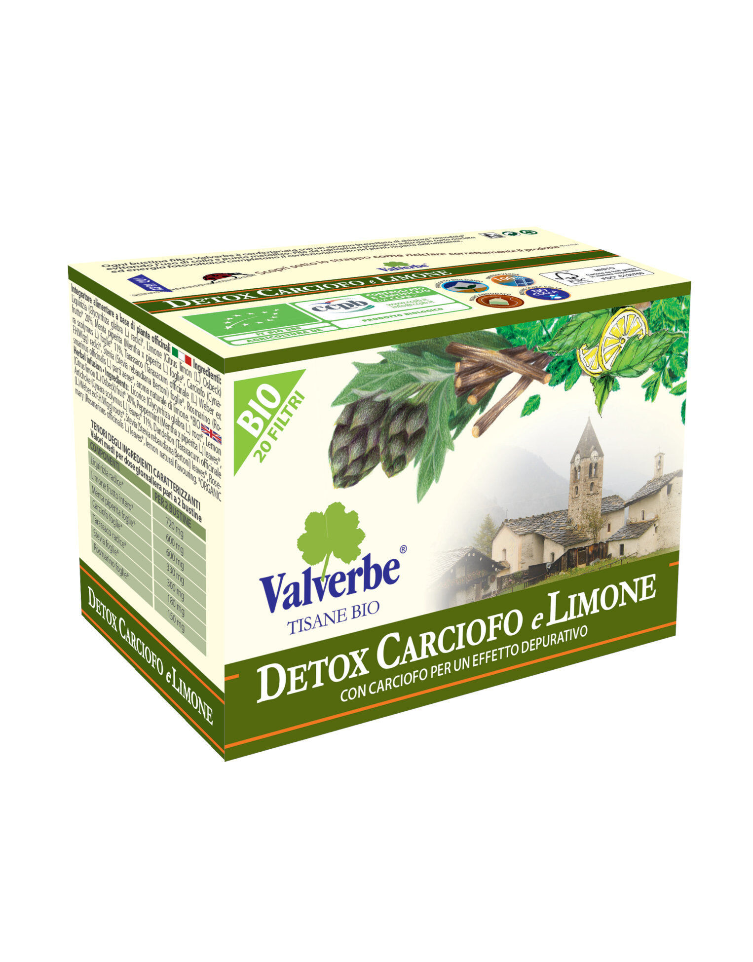 VALVERBE Tisana Detox - Carciofo E Limone 20 Filtri