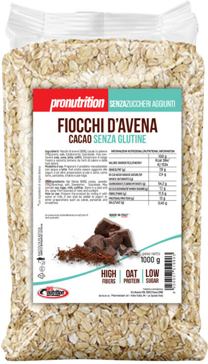 PRONUTRITION Fiocchi D'Avena Senza Glutine 1000 G Cacao